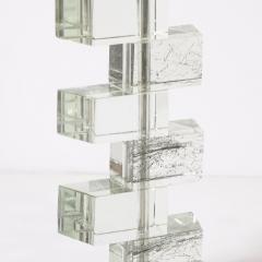 Modernist Hand Blown Murano Stacked Faceted Trapezoidal Glass Table Lamps - 4304359