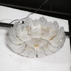 Modernist Hand Blown Murano Translucent Glass Foglia Leaf Flushmount Chandelier - 3442987