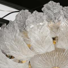 Modernist Hand Blown Murano Translucent Glass Foglia Leaf Flushmount Chandelier - 3443135