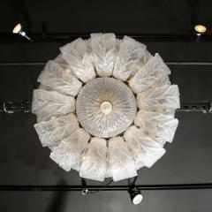 Modernist Hand Blown Murano Translucent Glass Foglia Leaf Flushmount Chandelier - 3443147