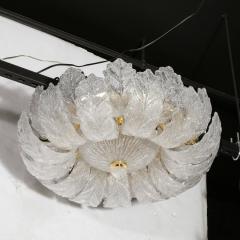 Modernist Hand Blown Murano Translucent Glass Foglia Leaf Flushmount Chandelier - 3443155
