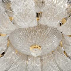 Modernist Hand Blown Murano Translucent Glass Foglia Leaf Flushmount Chandelier - 3443161