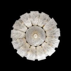 Modernist Hand Blown Murano Translucent Glass Foglia Leaf Flushmount Chandelier - 3443164