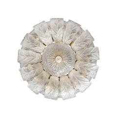 Modernist Hand Blown Murano Translucent Glass Foglia Leaf Flushmount Chandelier - 3443275