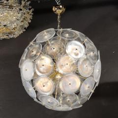 Modernist Hand Blown Opalescent Murano Glass Disk Chandelier w Brass Fittings - 3801962