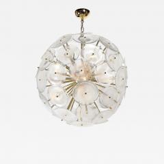 Modernist Hand Blown Opalescent Murano Glass Disk Chandelier w Brass Fittings - 3805134
