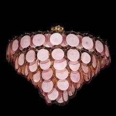 Modernist Hand Blown Smoked Amethyst Murano Brass 6 Tier Disc Chandelier - 3998130