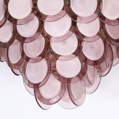 Modernist Hand Blown Smoked Amethyst Murano Brass 6 Tier Disc Chandelier - 3998131