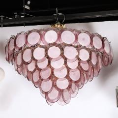 Modernist Hand Blown Smoked Amethyst Murano Brass 6 Tier Disc Chandelier - 3998133