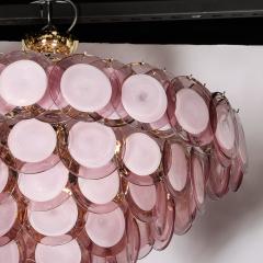 Modernist Hand Blown Smoked Amethyst Murano Brass 6 Tier Disc Chandelier - 3998134