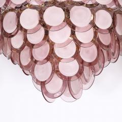 Modernist Hand Blown Smoked Amethyst Murano Brass 6 Tier Disc Chandelier - 3998136