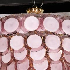 Modernist Hand Blown Smoked Amethyst Murano Brass 6 Tier Disc Chandelier - 3998194
