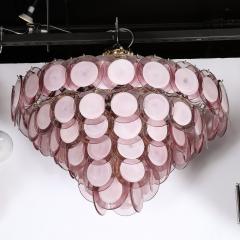 Modernist Hand Blown Smoked Amethyst Murano Brass 6 Tier Disc Chandelier - 3998209
