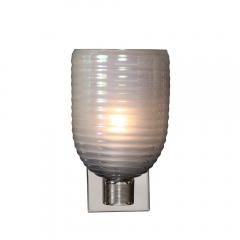 Modernist Hand Blown Smoked Cerulean Hive Murano Glass Nickel Fitted Sconces - 3998135