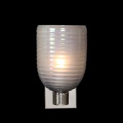 Modernist Hand Blown Smoked Cerulean Hive Murano Glass Nickel Fitted Sconces - 3998137