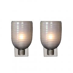 Modernist Hand Blown Smoked Cerulean Hive Murano Glass Nickel Fitted Sconces - 3998138