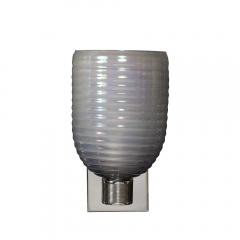 Modernist Hand Blown Smoked Cerulean Hive Murano Glass Nickel Fitted Sconces - 3998195