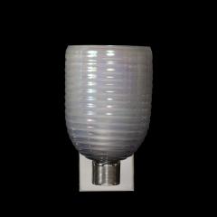 Modernist Hand Blown Smoked Cerulean Hive Murano Glass Nickel Fitted Sconces - 3998220