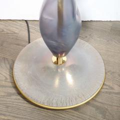 Modernist Hand Blown Smoked Cobalt Murano Glass Brass Torchiere - 4141959
