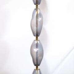 Modernist Hand Blown Smoked Cobalt Murano Glass Brass Torchiere - 4141991