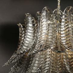 Modernist Hand Blown Smoked Gray Murano Glass 3 Tier Reeded Feather Chandelier - 4566336