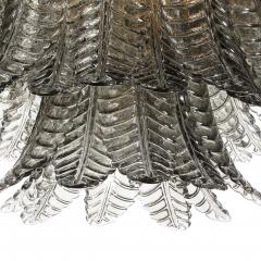 Modernist Hand Blown Smoked Gray Murano Glass 3 Tier Reeded Feather Chandelier - 4566337