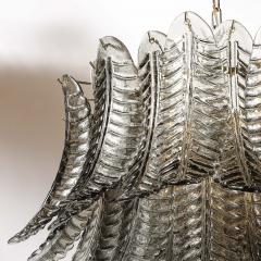 Modernist Hand Blown Smoked Gray Murano Glass 3 Tier Reeded Feather Chandelier - 4566340