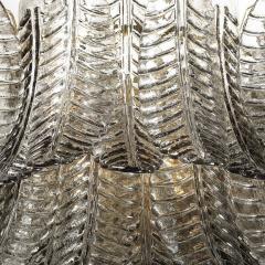 Modernist Hand Blown Smoked Gray Murano Glass 3 Tier Reeded Feather Chandelier - 4566343