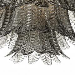Modernist Hand Blown Smoked Gray Murano Glass 3 Tier Reeded Feather Chandelier - 4566401