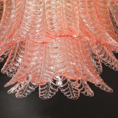 Modernist Hand Blown Smoked Rose Murano Glass 3 Tier Reeded Feather Chandelier - 4566328