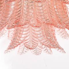 Modernist Hand Blown Smoked Rose Murano Glass 3 Tier Reeded Feather Chandelier - 4566330