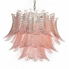 Modernist Hand Blown Smoked Rose Murano Glass 3 Tier Reeded Feather Chandelier - 4566353