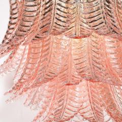 Modernist Hand Blown Smoked Rose Murano Glass 3 Tier Reeded Feather Chandelier - 4566357