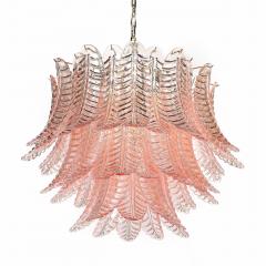 Modernist Hand Blown Smoked Rose Murano Glass 3 Tier Reeded Feather Chandelier - 4566360