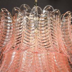 Modernist Hand Blown Smoked Rose Murano Glass 3 Tier Reeded Feather Chandelier - 4566380