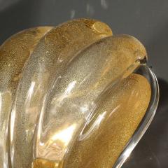 Modernist Hand blown Murano Glass Shell Form Sconces W 24 Karat Gold Flecks - 3819346