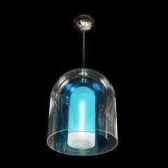 Modernist Handblown Murano Glass 3 Tier Mixed Blue Dome Form Pendant Chandeliers - 4233587
