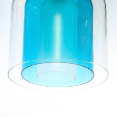 Modernist Handblown Murano Glass 3 Tier Mixed Blue Dome Form Pendant Chandeliers - 4233588