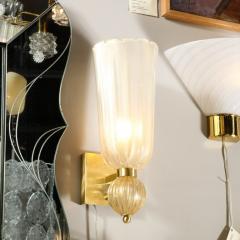 Modernist Handblown Murano Glass Elongated Tulip Sconces w 24 kt Gold Flecks - 3108964