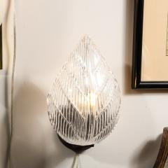 Modernist Handblown Murano Leaf Form Sconce in Transparent Reeded Glass - 3108813