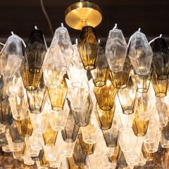 Modernist Handblown Murano Mixed Polyhedral Chandelier with Brass Fittings - 1560367