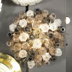 Modernist Handblown Murano Mixed Polyhedral Flush Mount with Brass Fittings - 2659930