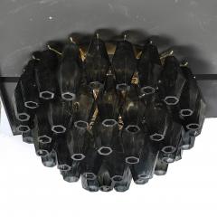 Modernist Handblown Murano Smoked Glass Polyhedral Flush Mount w Brass Fittings - 4744768