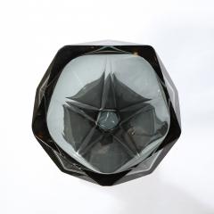 Modernist Handblown Murano Smoked Graphite Faceted Hourglass Side End Table - 2365958