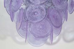 Modernist Handblown Murano Tranluscent Lavender Four Tier Disc Chandelier - 1581013