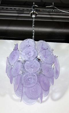 Modernist Handblown Murano Tranluscent Lavender Four Tier Disc Chandelier - 1581015