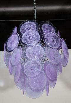 Modernist Handblown Murano Tranluscent Lavender Four Tier Disc Chandelier - 1581017