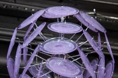 Modernist Handblown Murano Tranluscent Lavender Four Tier Disc Chandelier - 1581023