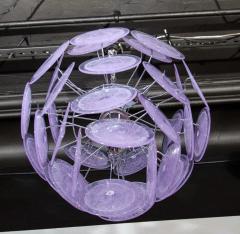 Modernist Handblown Murano Tranluscent Lavender Four Tier Disc Chandelier - 1581024