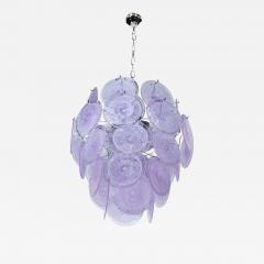 Modernist Handblown Murano Tranluscent Lavender Four Tier Disc Chandelier - 1582762